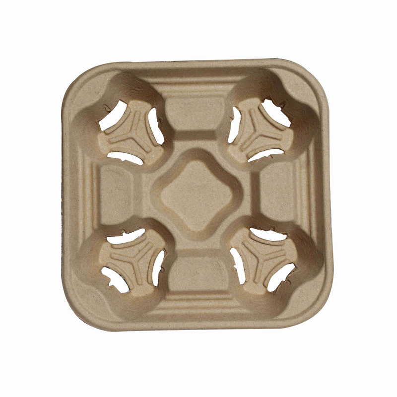 Takeout Containers/Cup Holder For 4 Cups 100% Compostable Biodegradable For Coffee Or Tea Cup